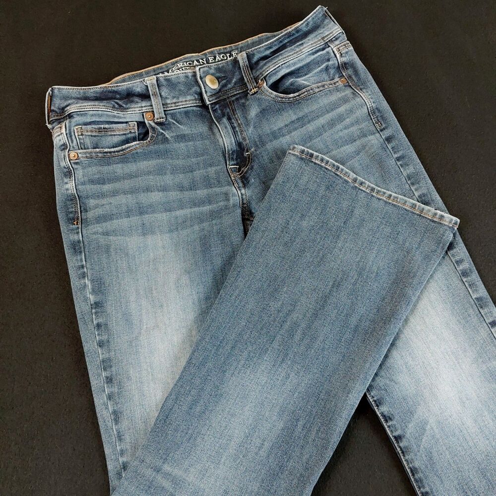 American Eagle Kick Boot Super Stretch Jeans Women's 8R (Fit 32x30) Blue